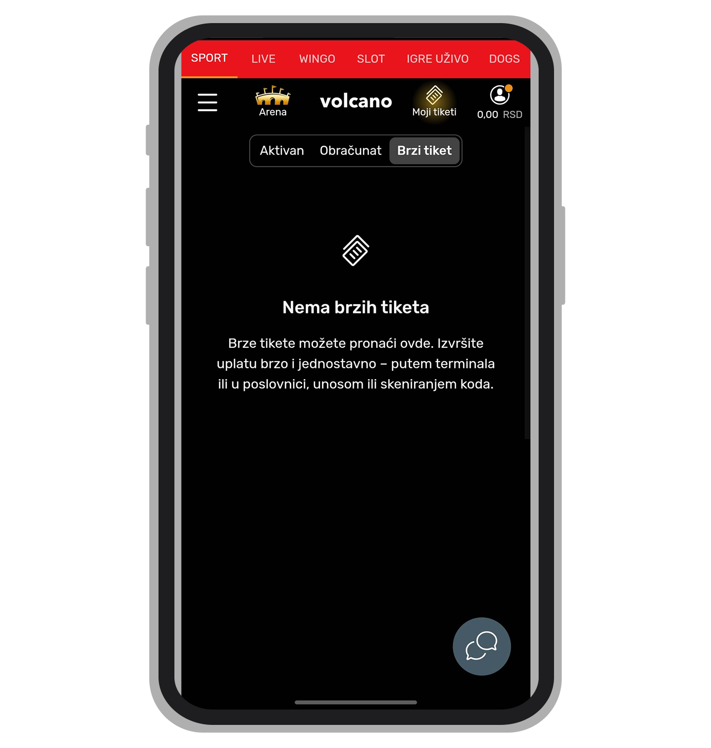 Volcanobet brzi tiket