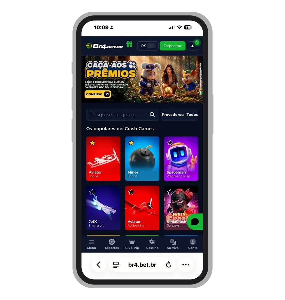 Jogo Aviator da Spribe no cassino Br4Bet com aposta de R$ 1 a R$ 1.000 e RTP de 97%