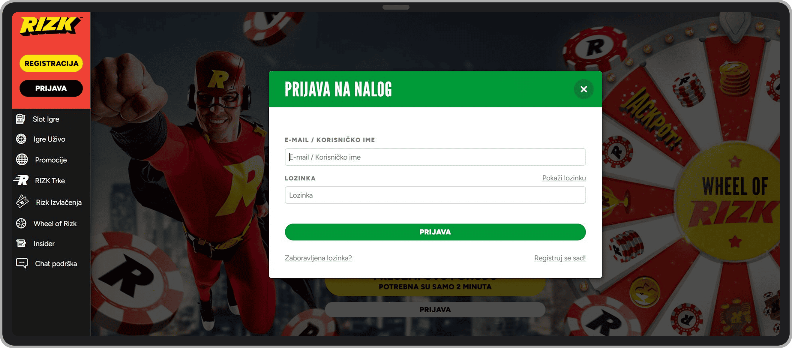 Rizk prijava putem kompjutera