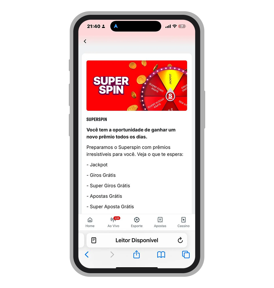 Gire o SuperSpin todos os dias e concorra a prêmios