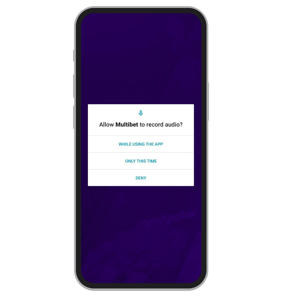 O app da Multibet pede permissão de gravar audio