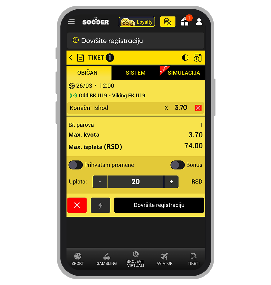 Tiket u Soccerbet