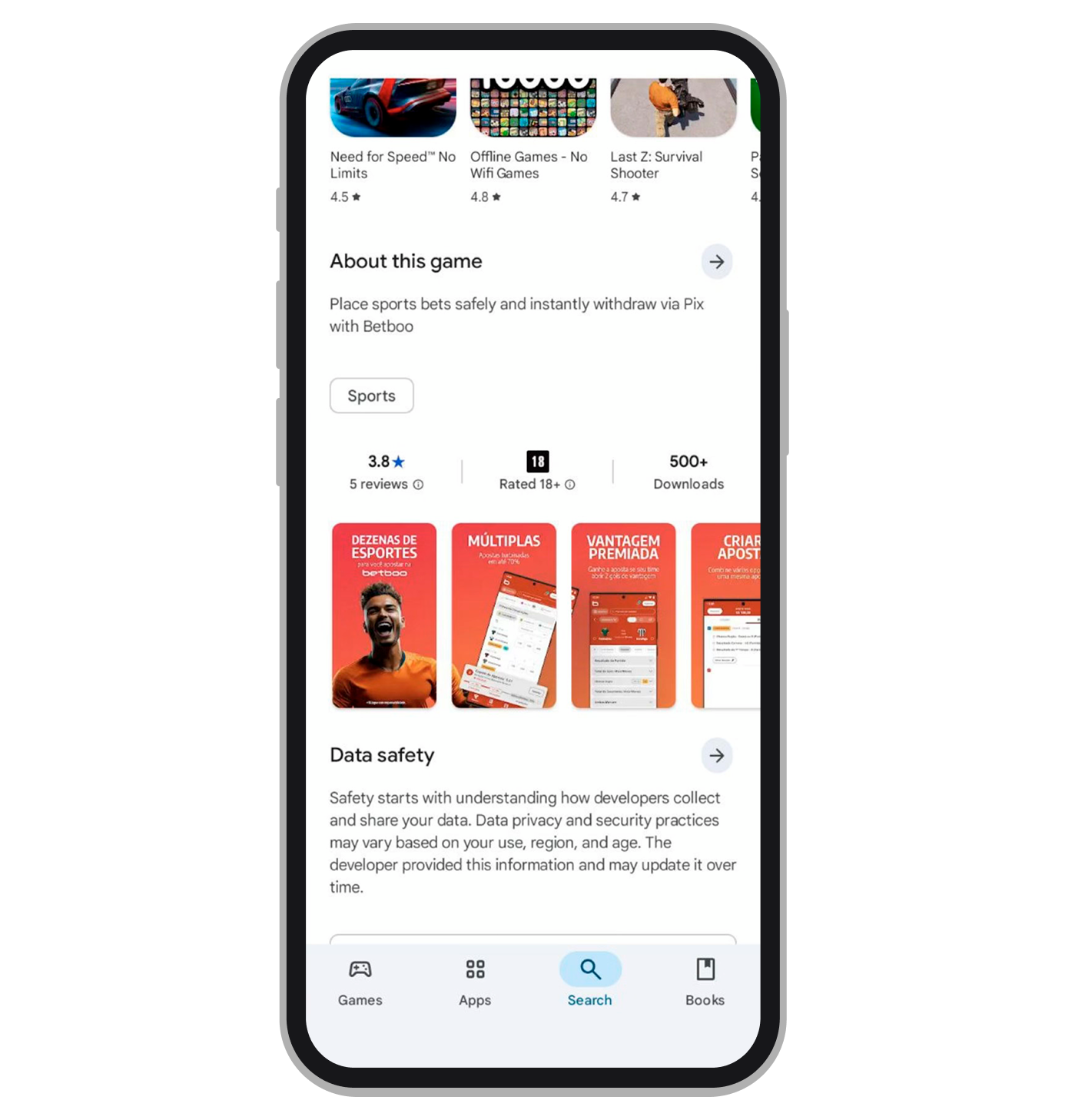 Avaliações de usuários na Play Store