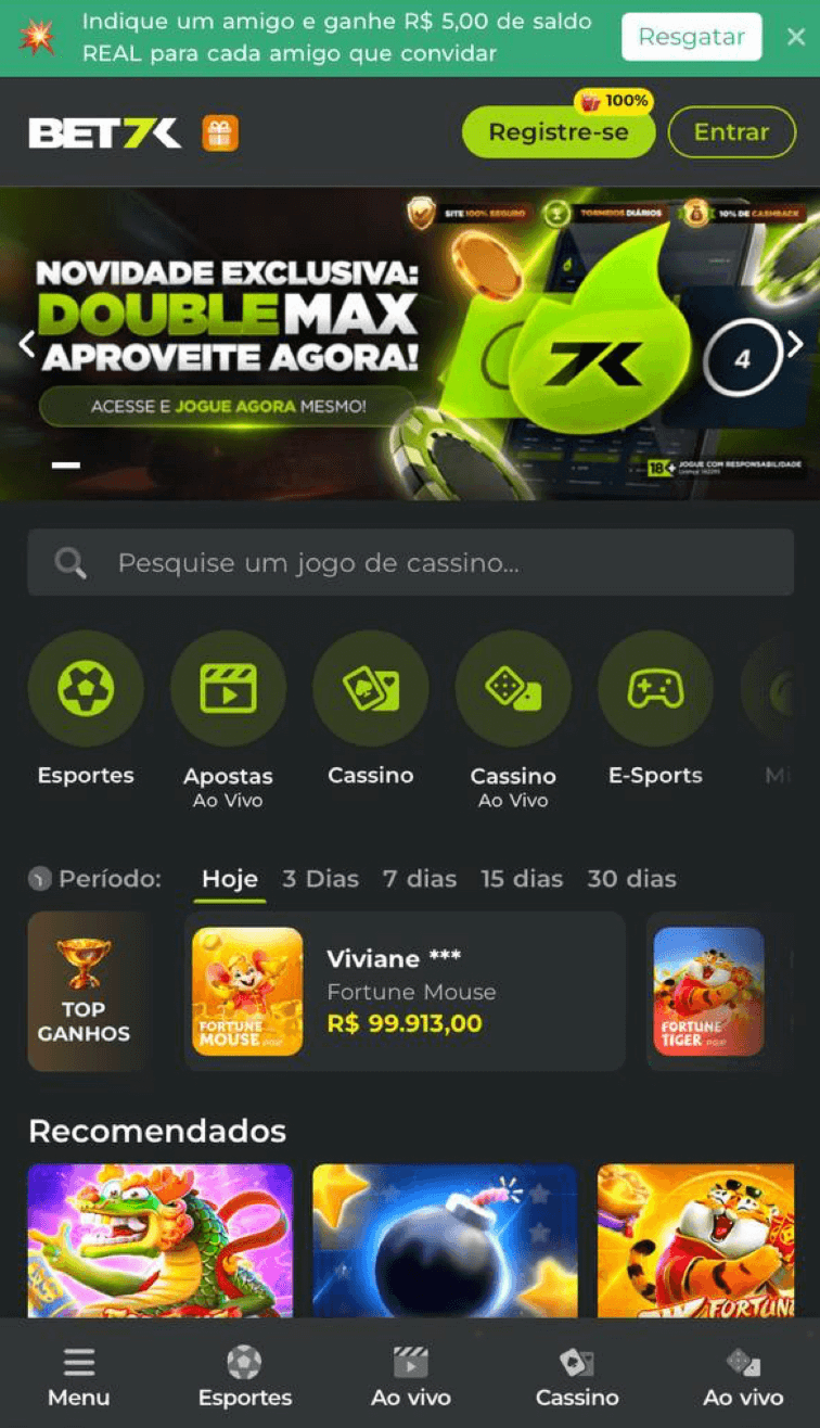 O site mobile da Bet7K