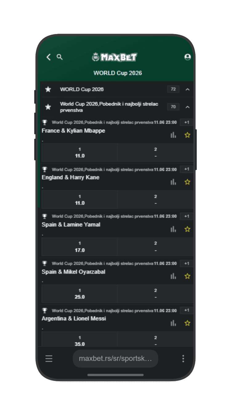 Sekcije Sport u Maxbet-u