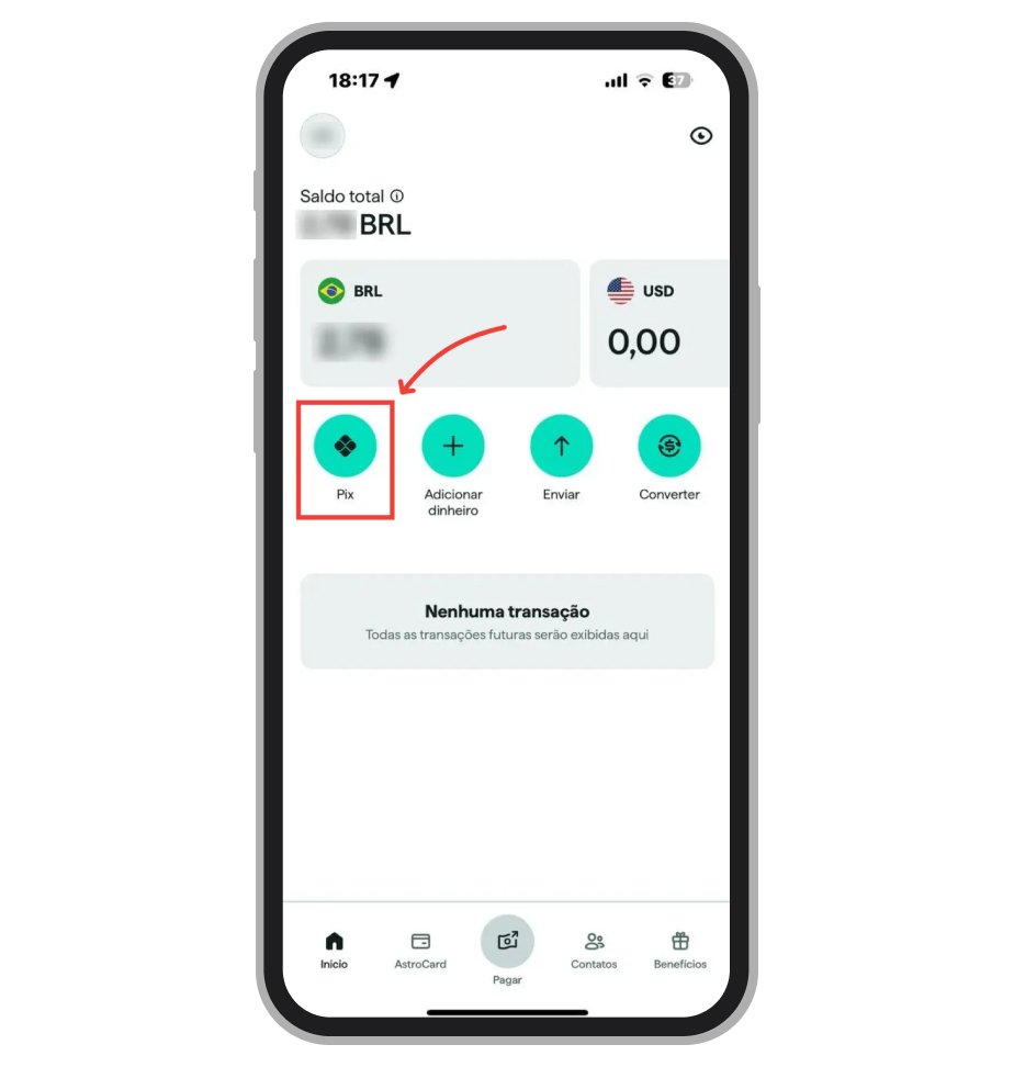 Acesse area Pix no Astropay app 