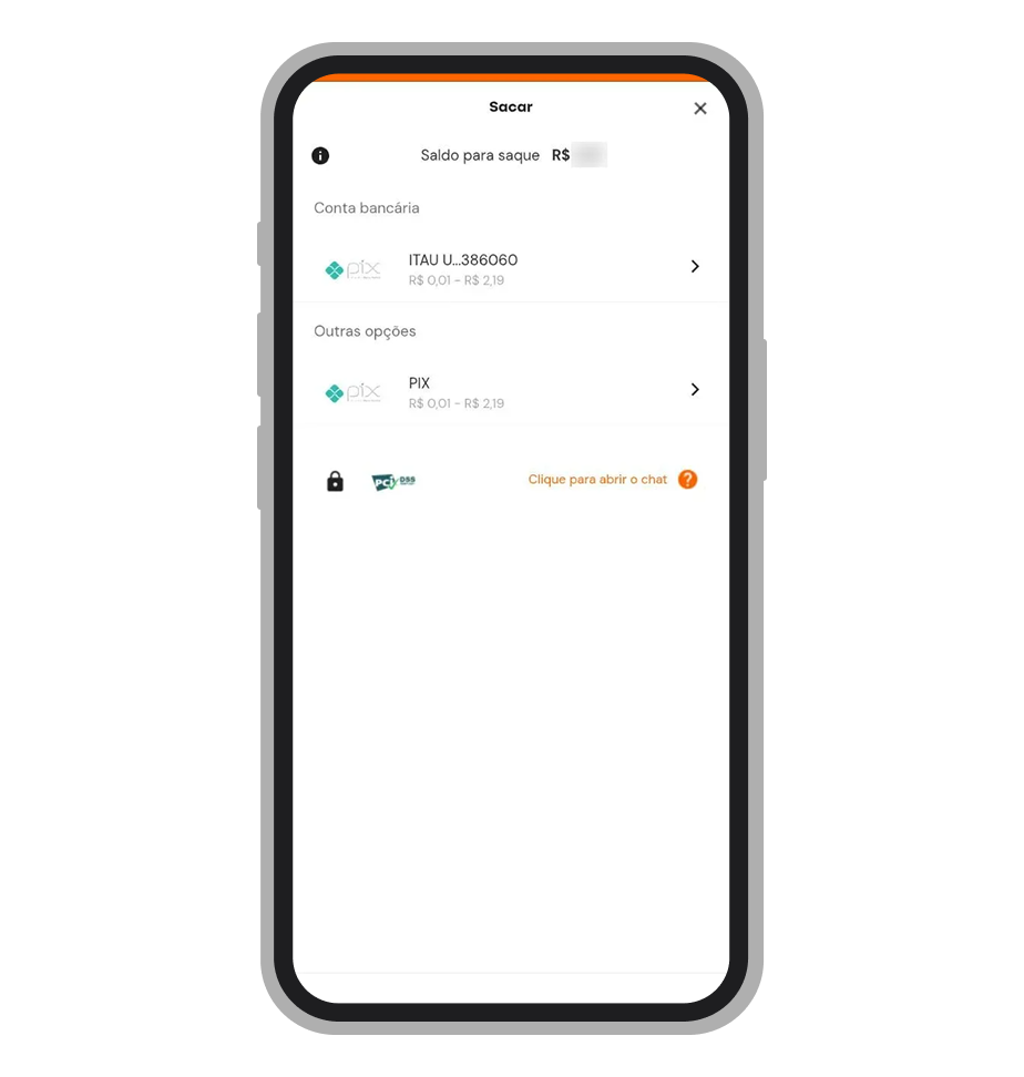 Escolhe a conta para qual que sacar os fundos 