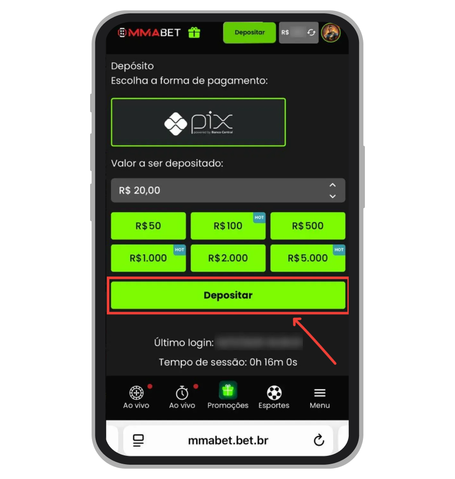 Insira o valor e confirme a transação