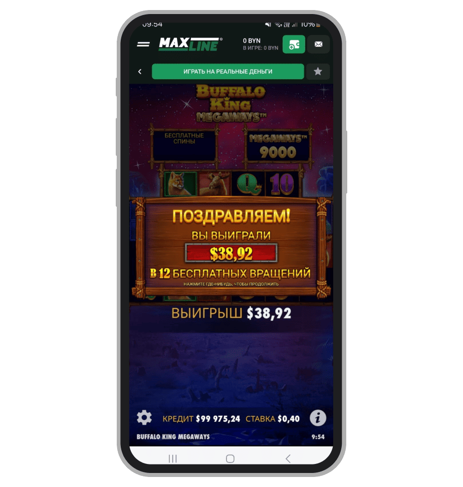 Общий выигрыш за 12 фриспинов