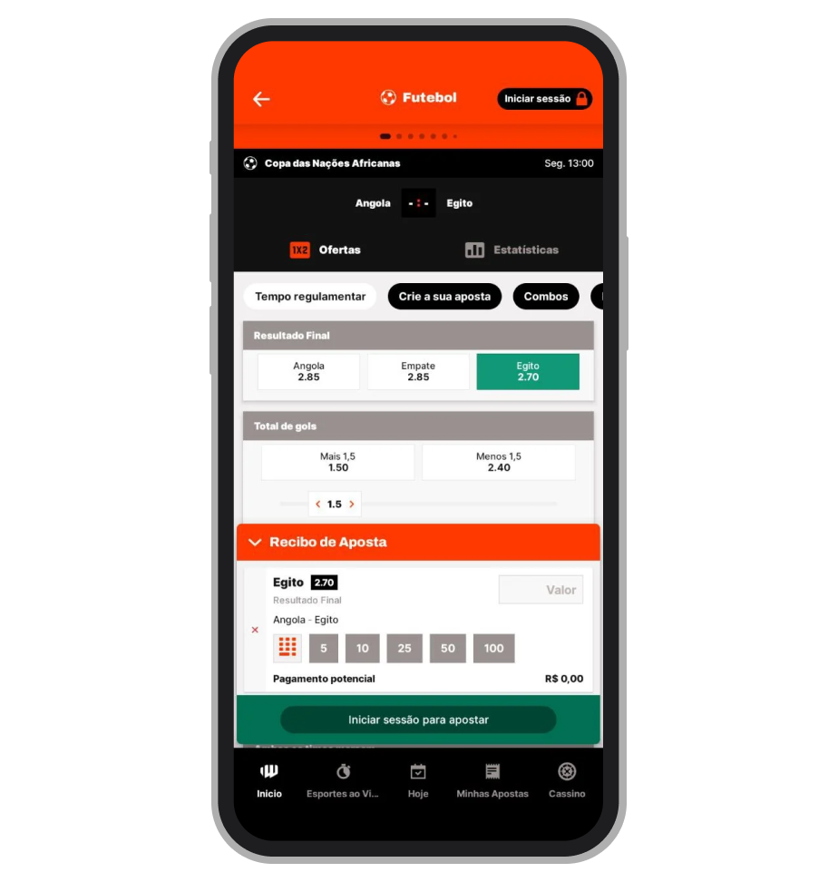 Finalize o processo clicando no botão de confirmação para validar seu bilhete de aposta oficial