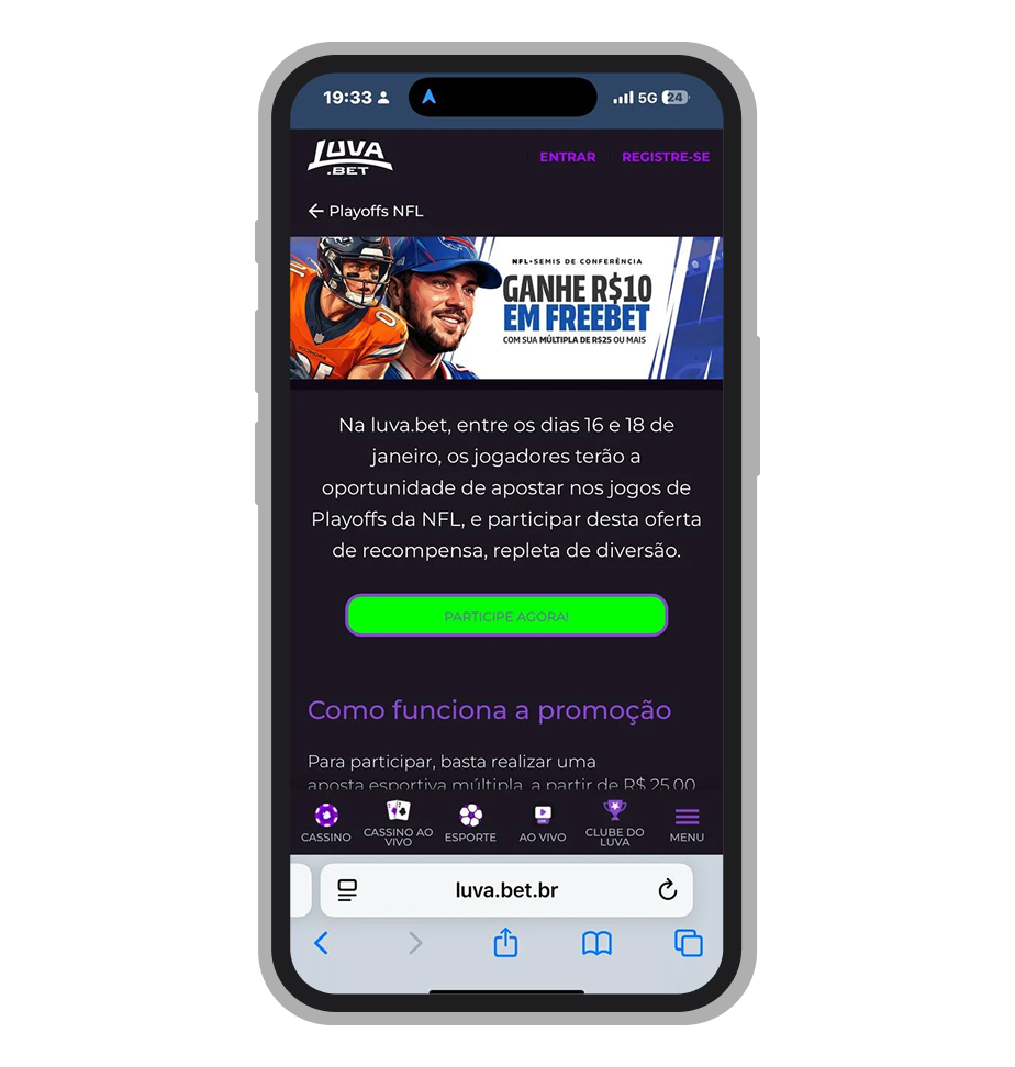 Promoção Luva.bet para a NFL