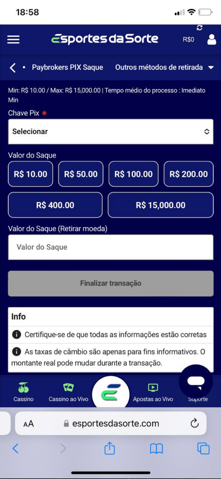 Retire os fundos respeitando os limites de transação