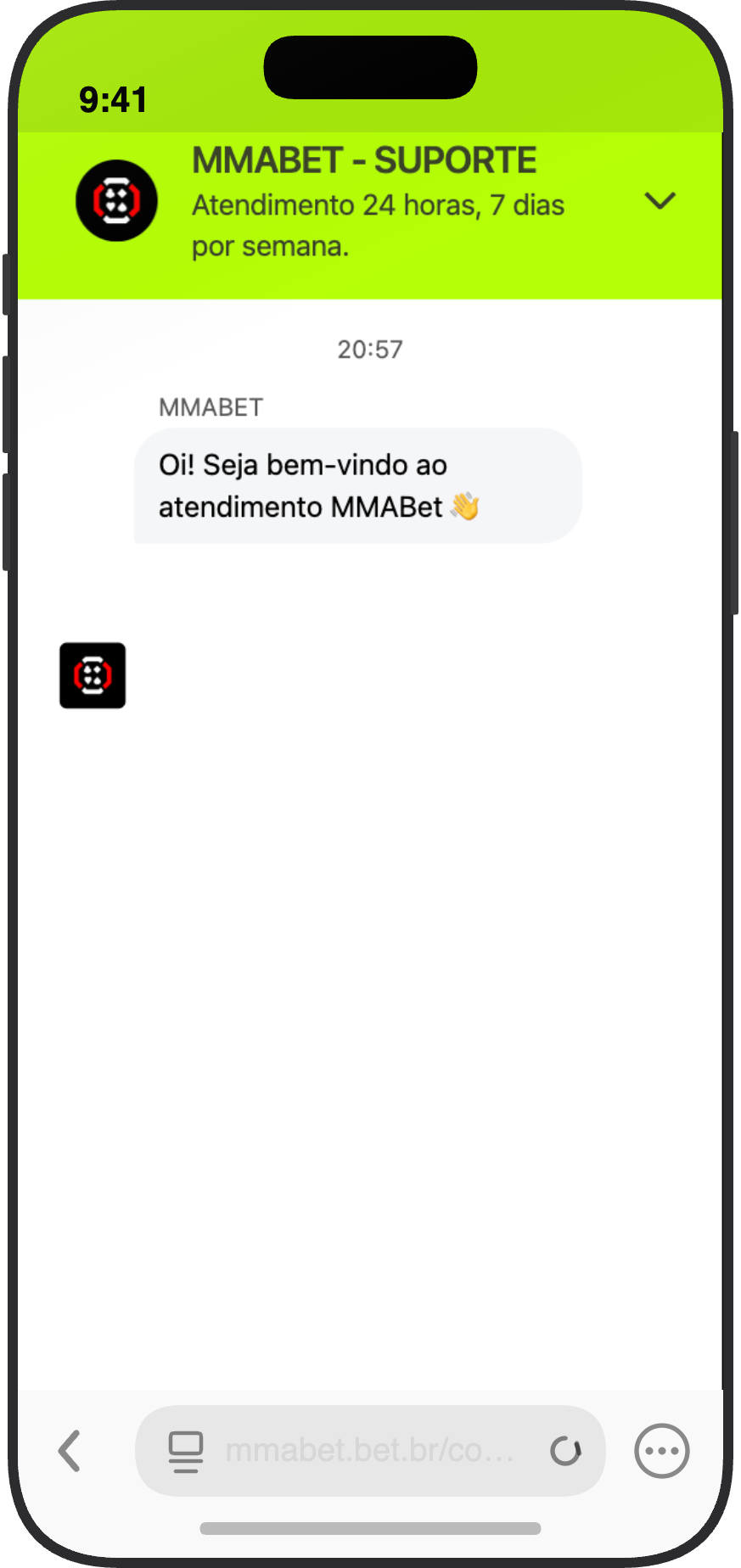 Chat de suporte 24h do cassino MMABet via Zendesk