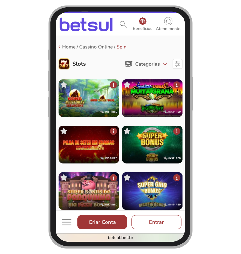 Slots da plataforma Betsul 