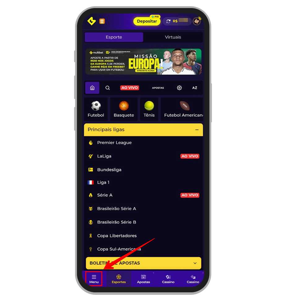 Acesse o menu