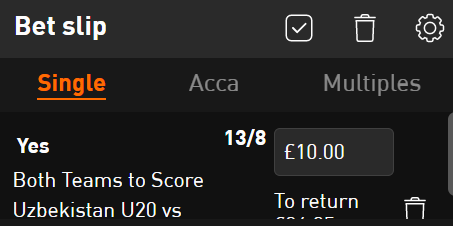 View bet within betslip