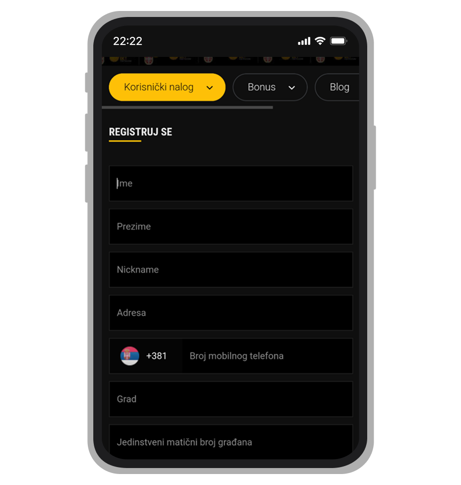 Balkan Bet formular za registraciju