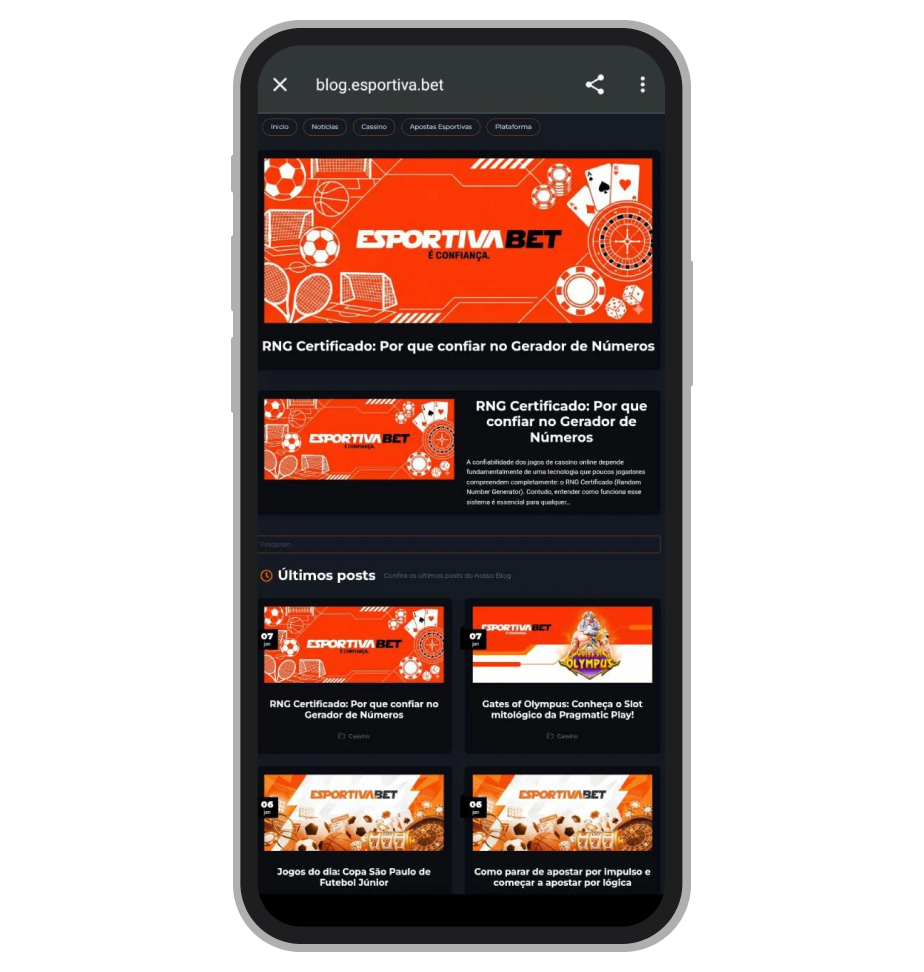 Página do blog da Esportiva.bet exibida no celular