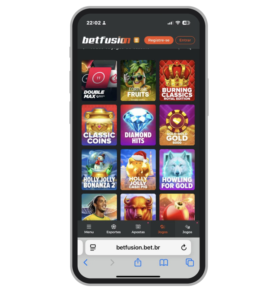 Os jogos de caça-níqueis no site mobile da BetFusion