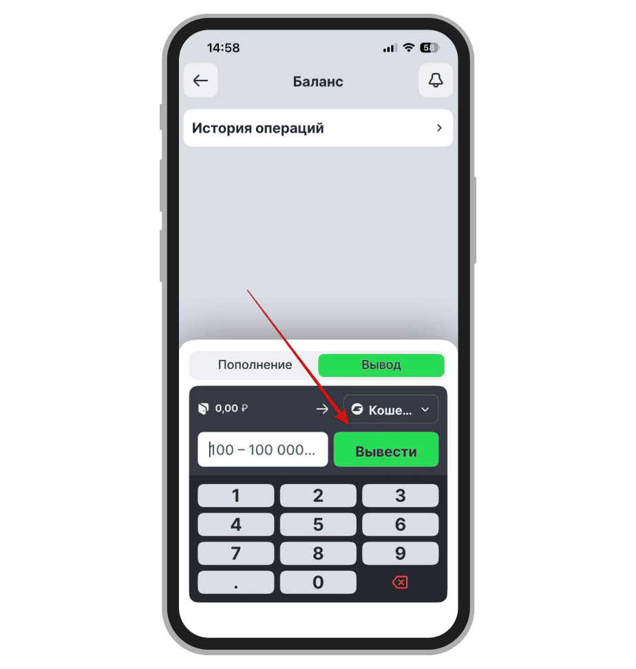 Ввод суммы и подтверждение операции