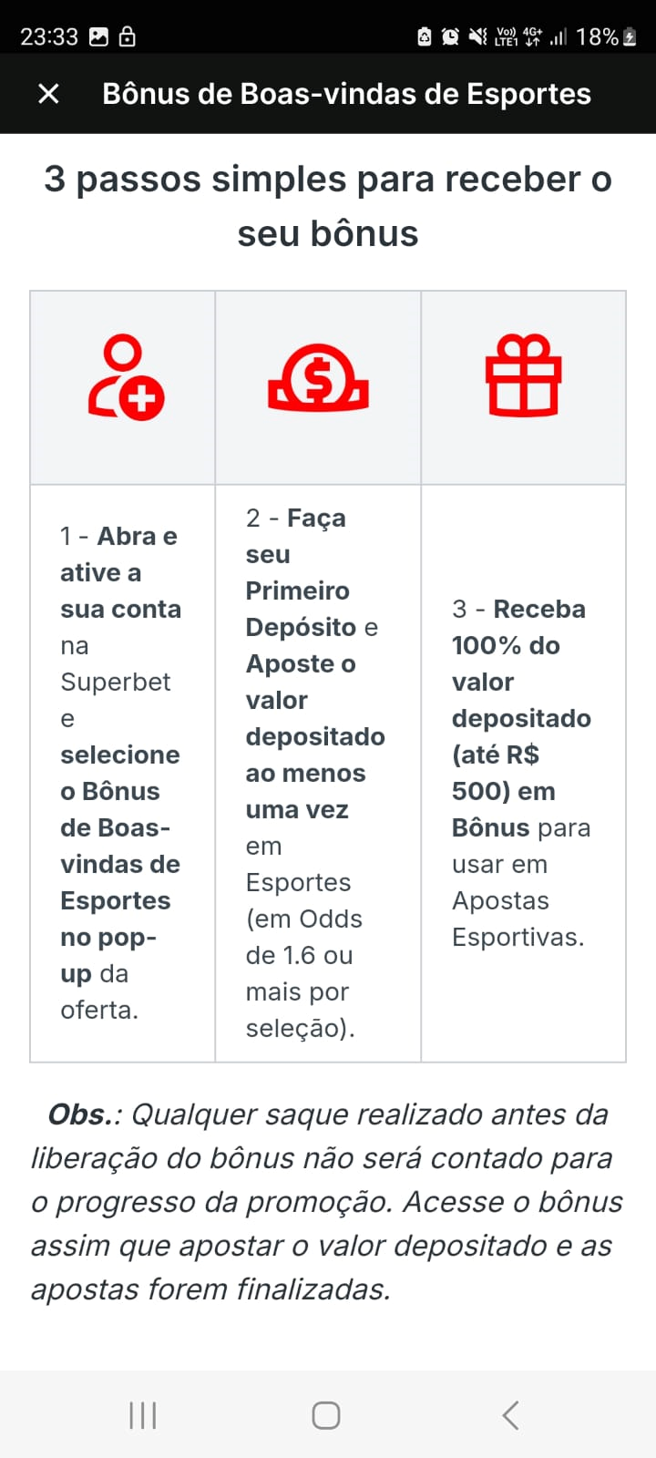 Bônus de boas vindas de esportes