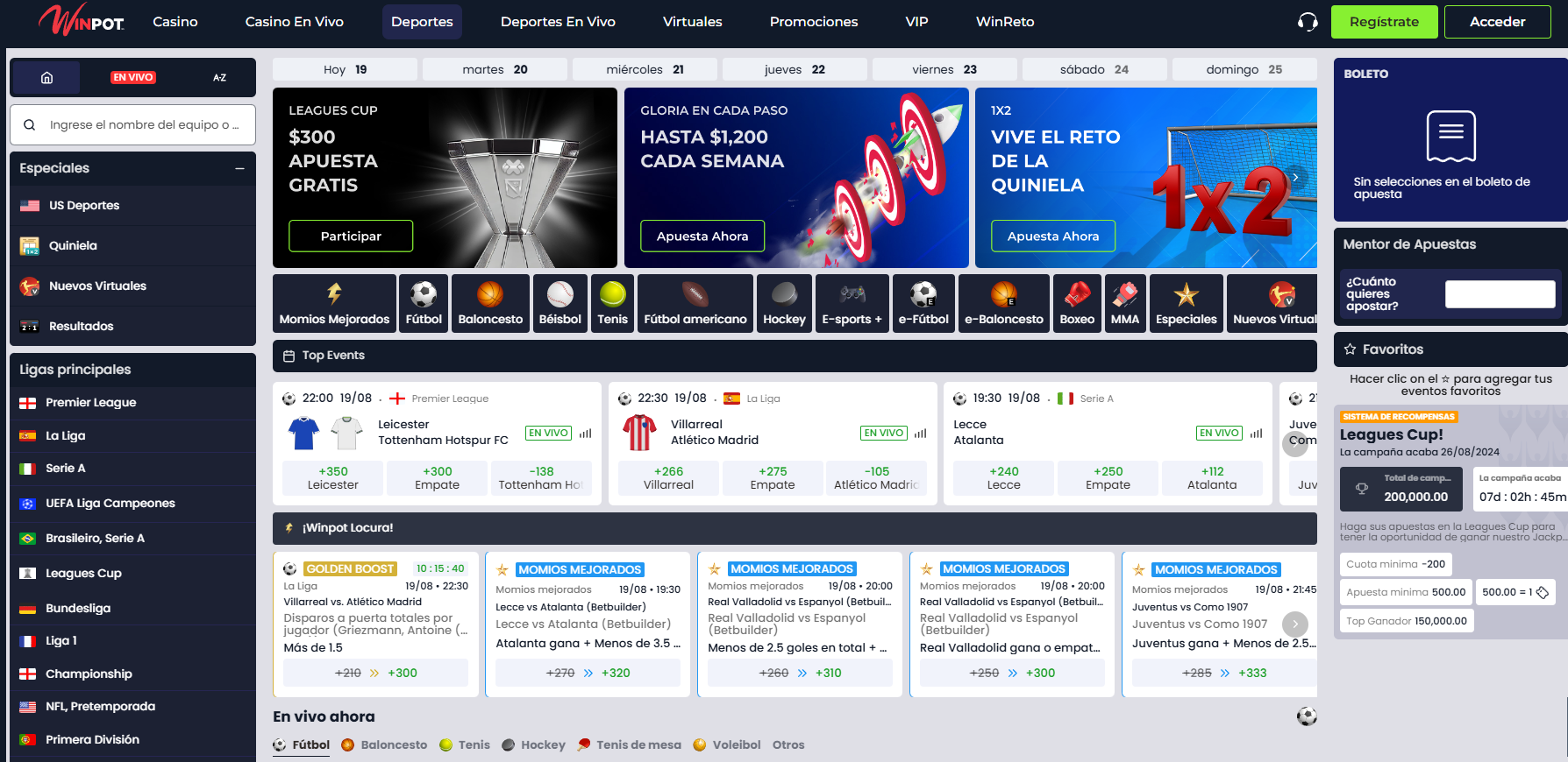 Pantalla de inicio 