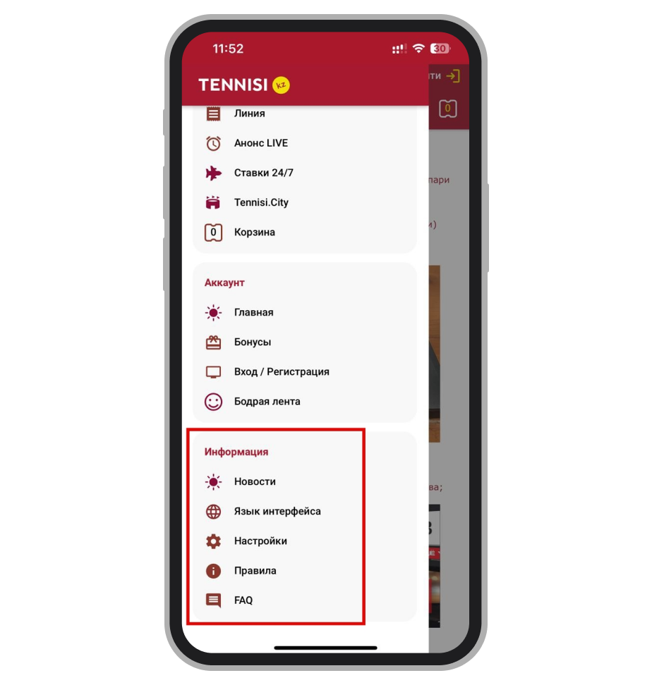 Раздел «Настройки»