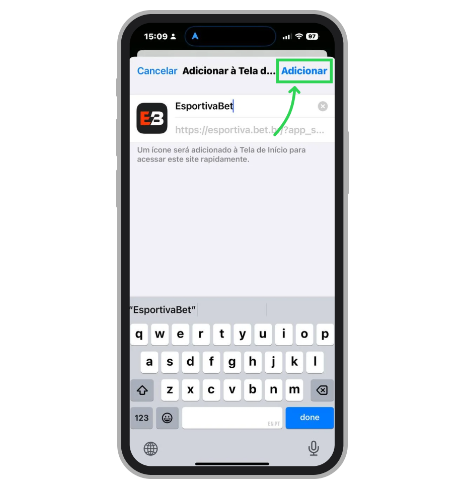 Edite o nome do atalho e toque em “Adicionar”