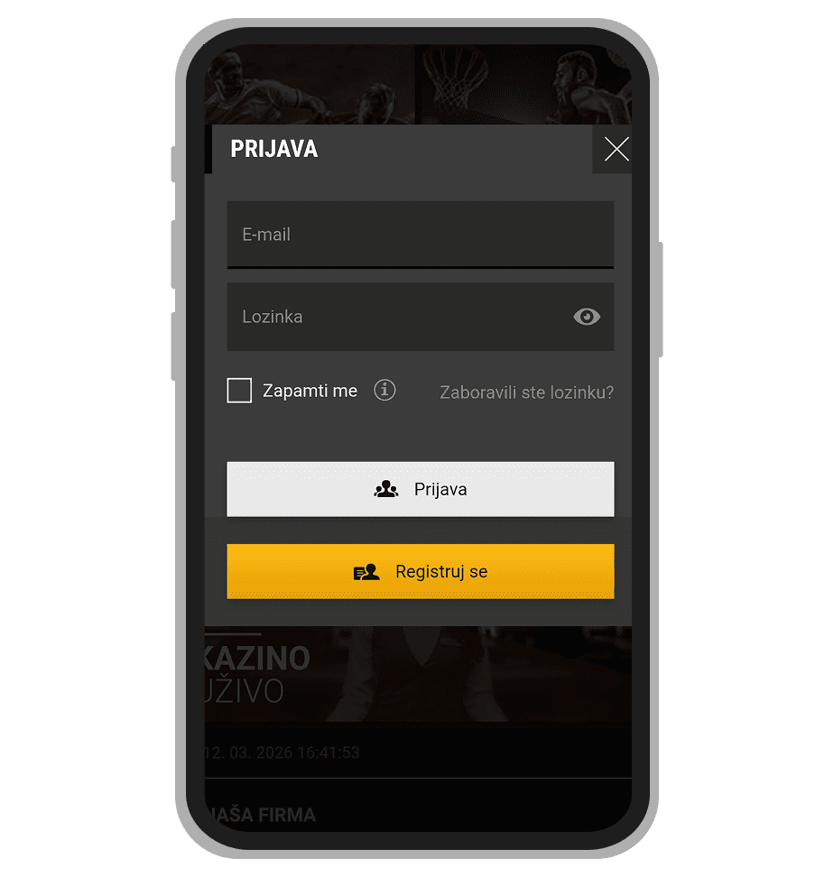 Prijava u aplikaciju Balkan Bet