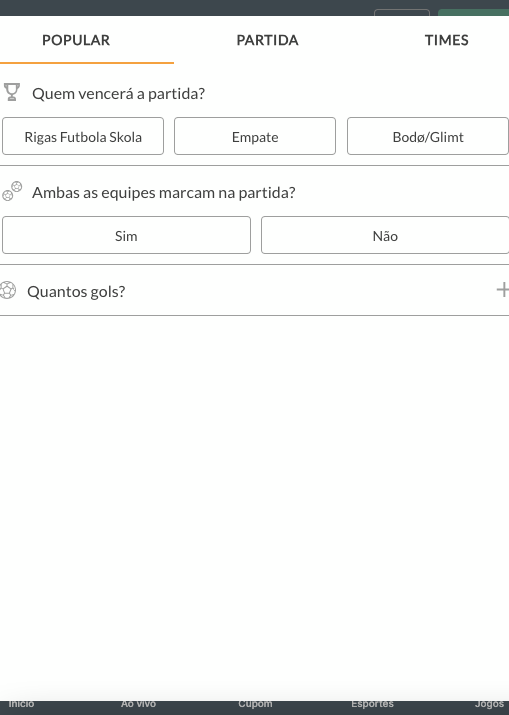 Recurso ‘Criar Aposta’