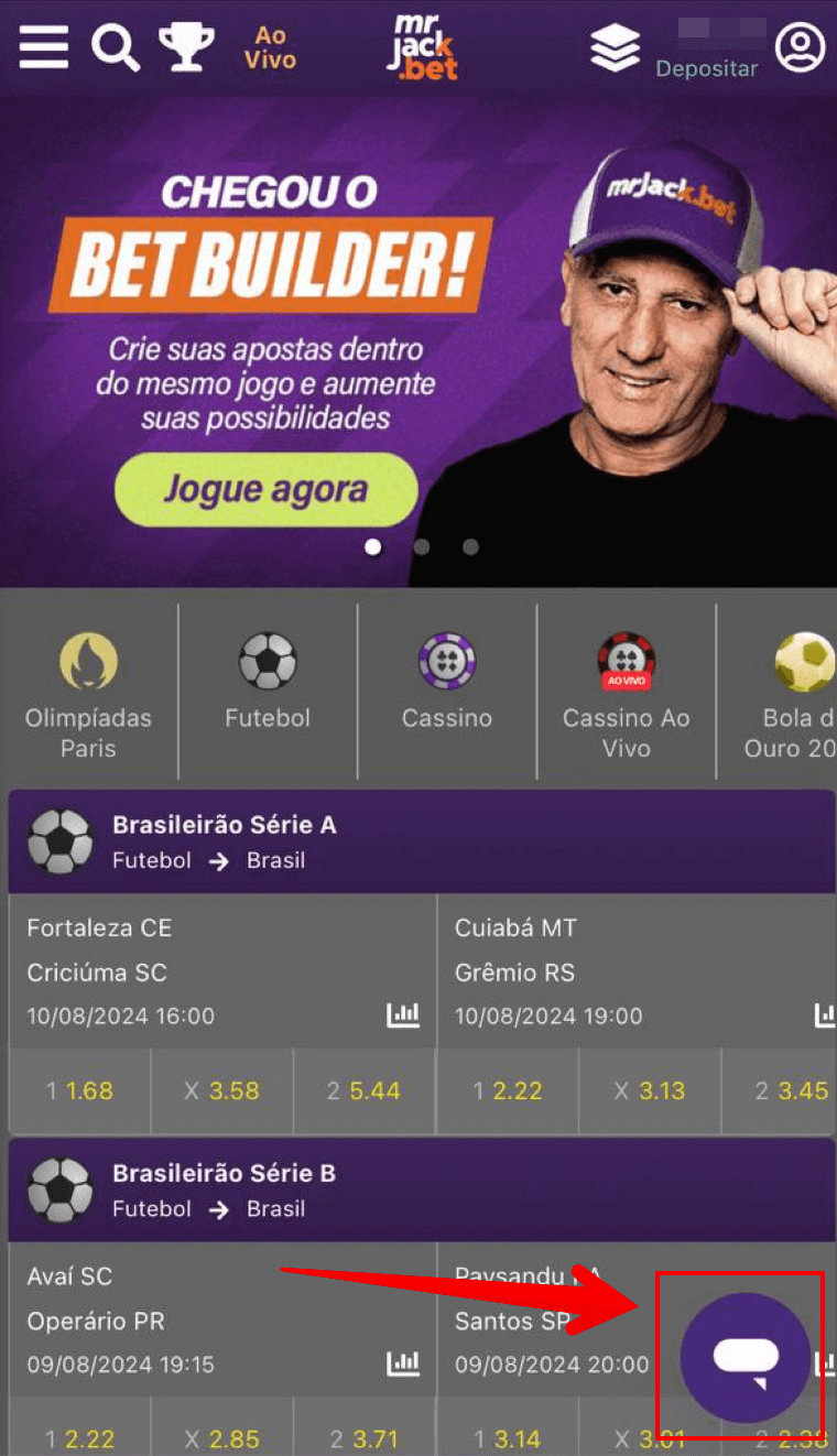 Acesse o chat do suporte da MrJack Bet