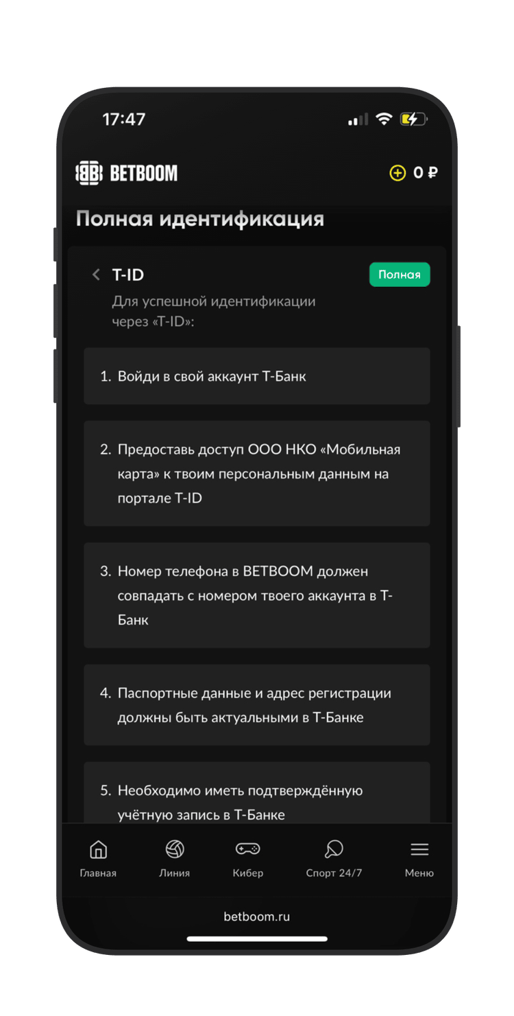 Идентификация через T–ID