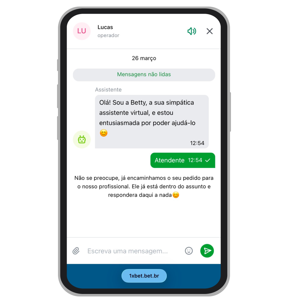 Digita "Atendente" para evitar o robô no chat