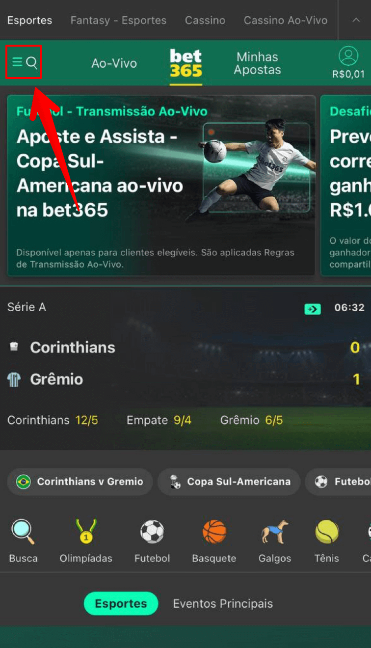 Acesse a plataforma Bet365