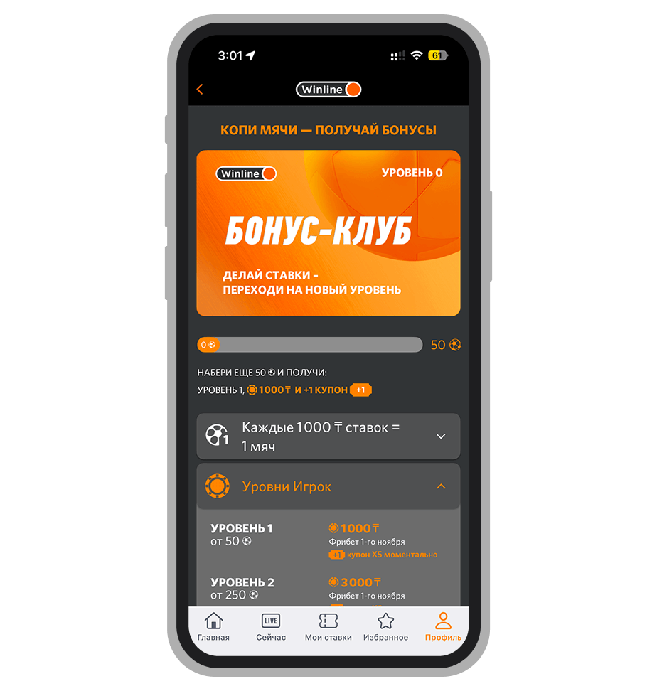 Уровни игрока в «Бонус-клубе»