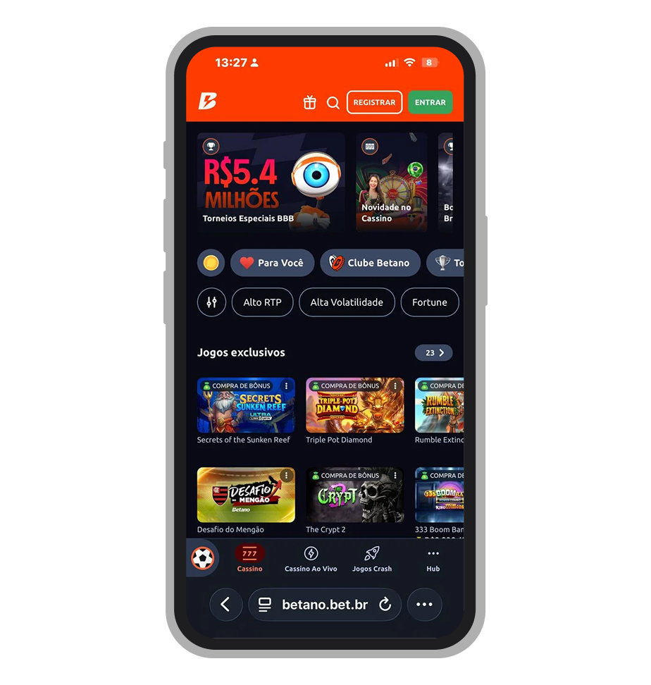 Página inicial do cassino Betano Brasil