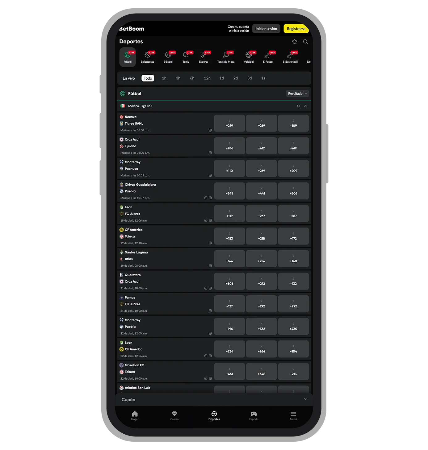 Página principal de BetBoom México