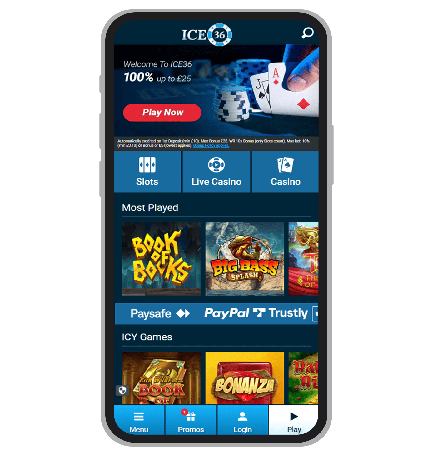 Ice36 Casino Homepage