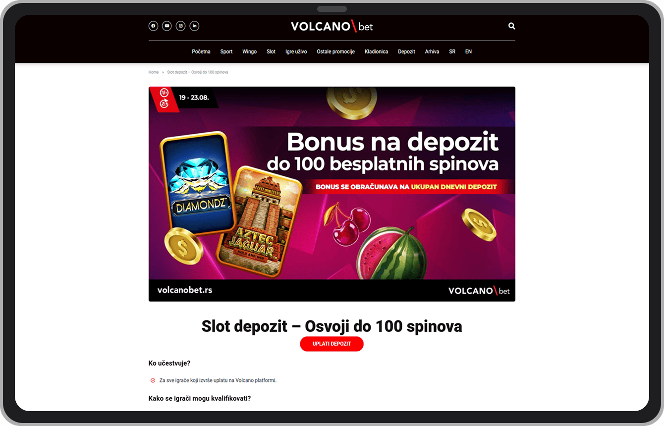 Volcanobet bonus na depozit
