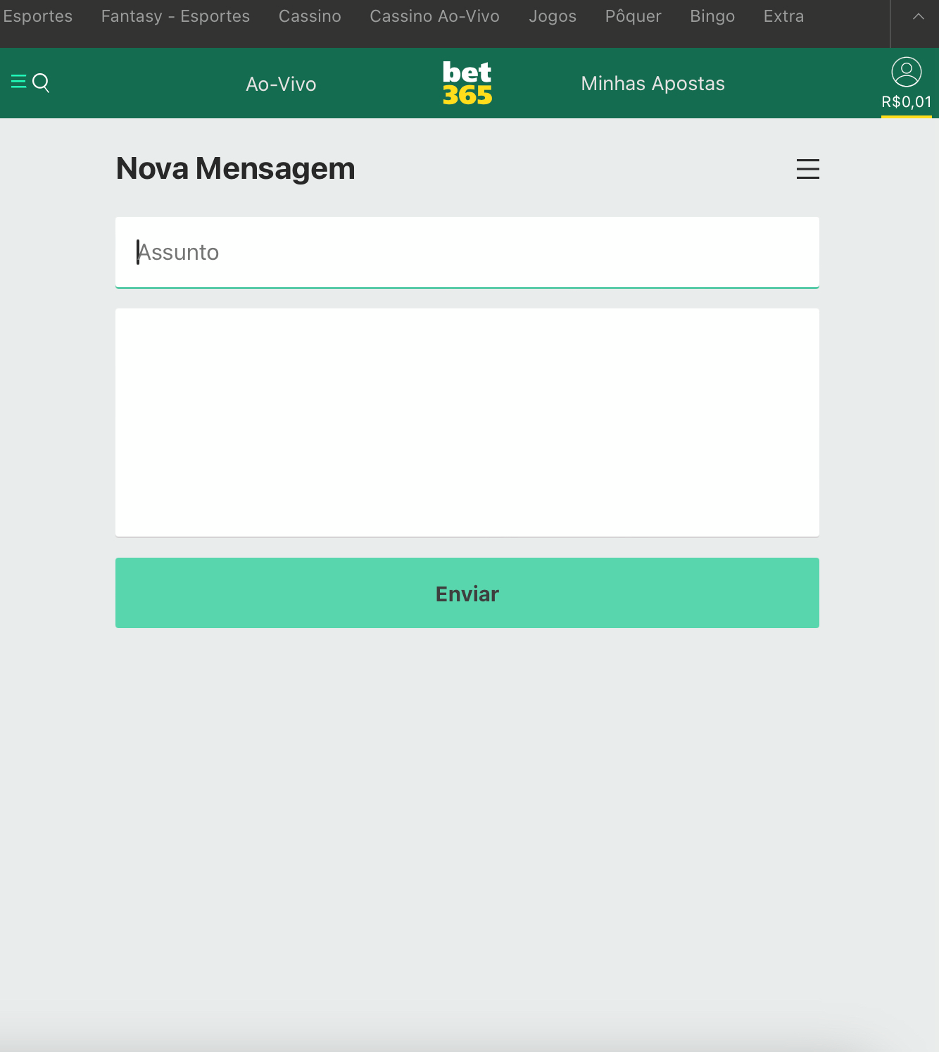 Suporte Bet365 na mensagem web