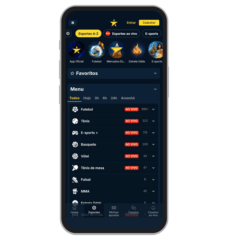 Todos os esportes disponíveis