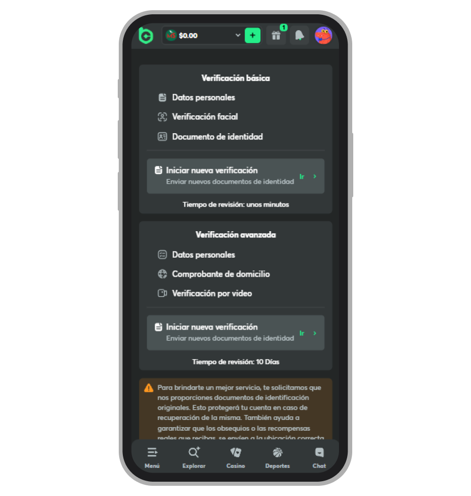 Área de verificación