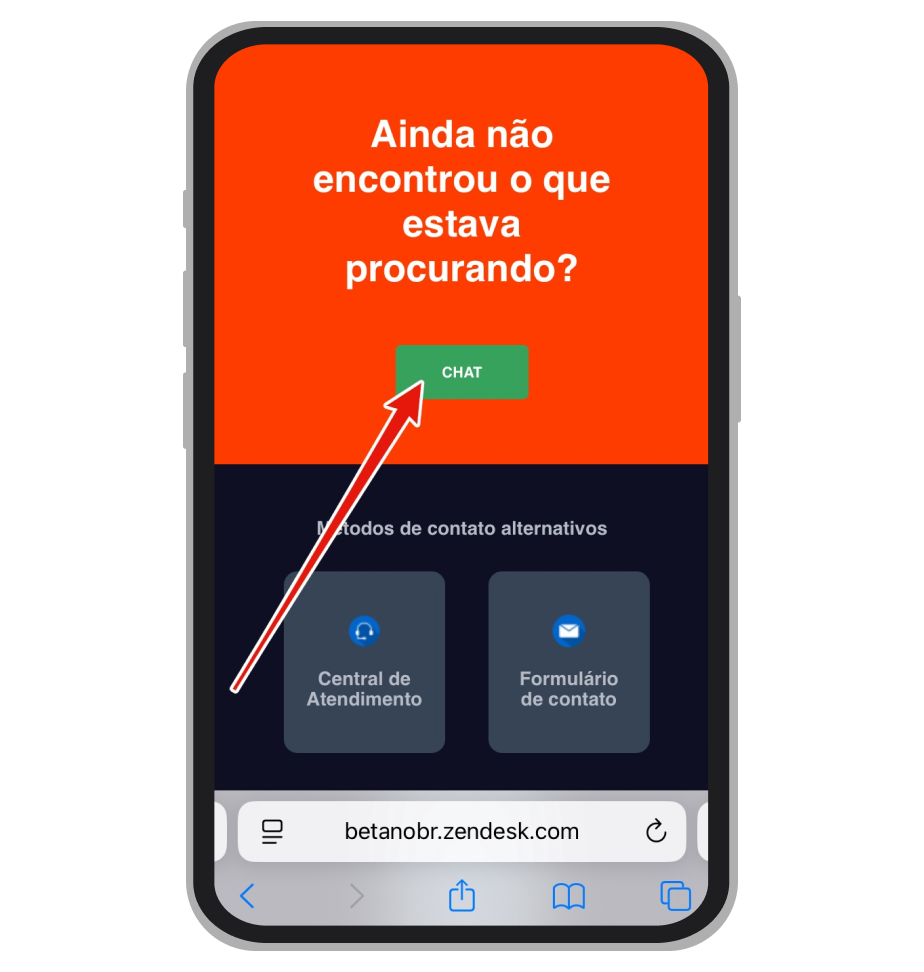 Selecione o botão “Chat” para abrir o atendimento
