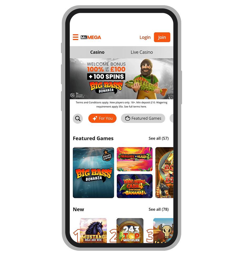 MrMega Casino Home Page