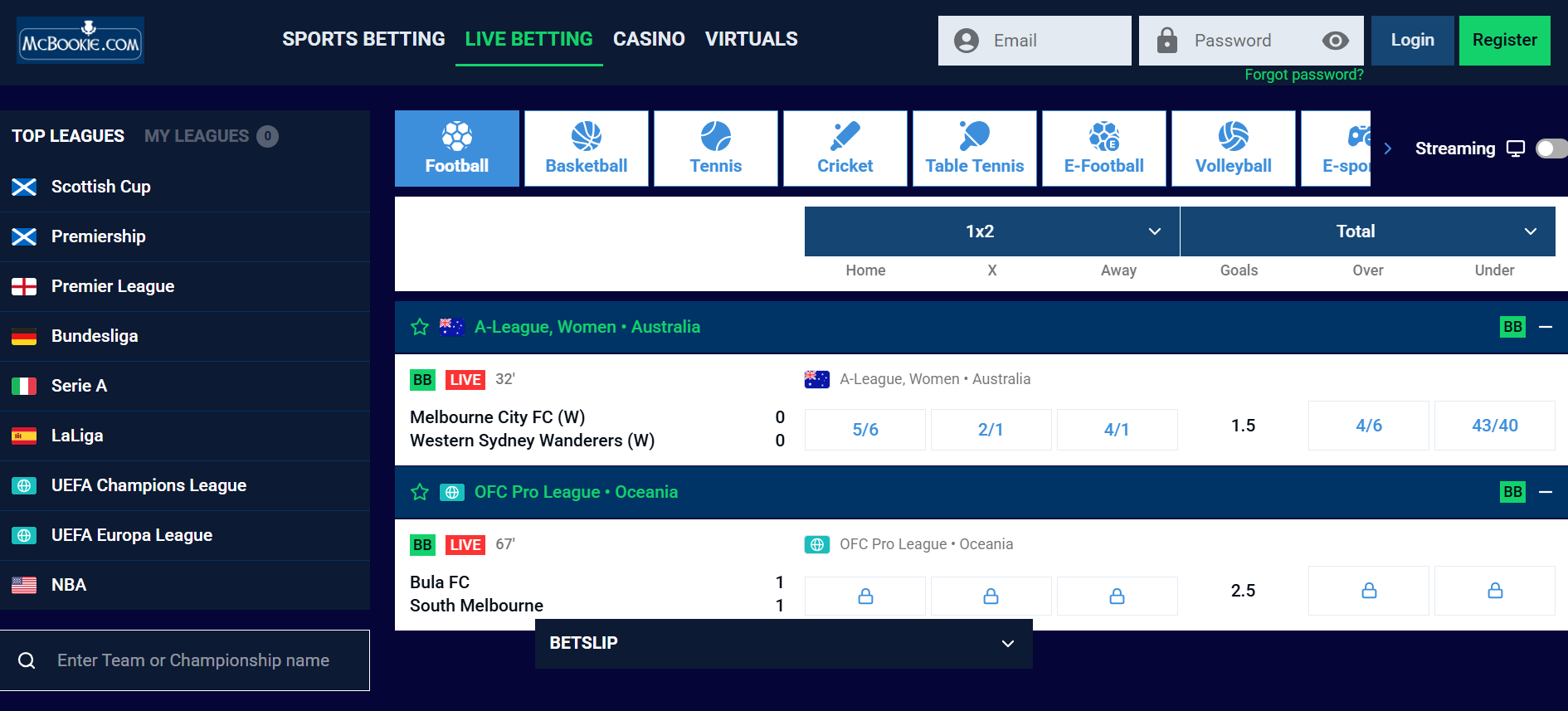 Live Betting at McBookie