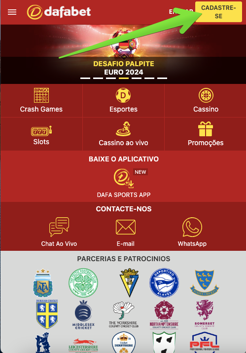 Toque em ‘Cadastre-se’