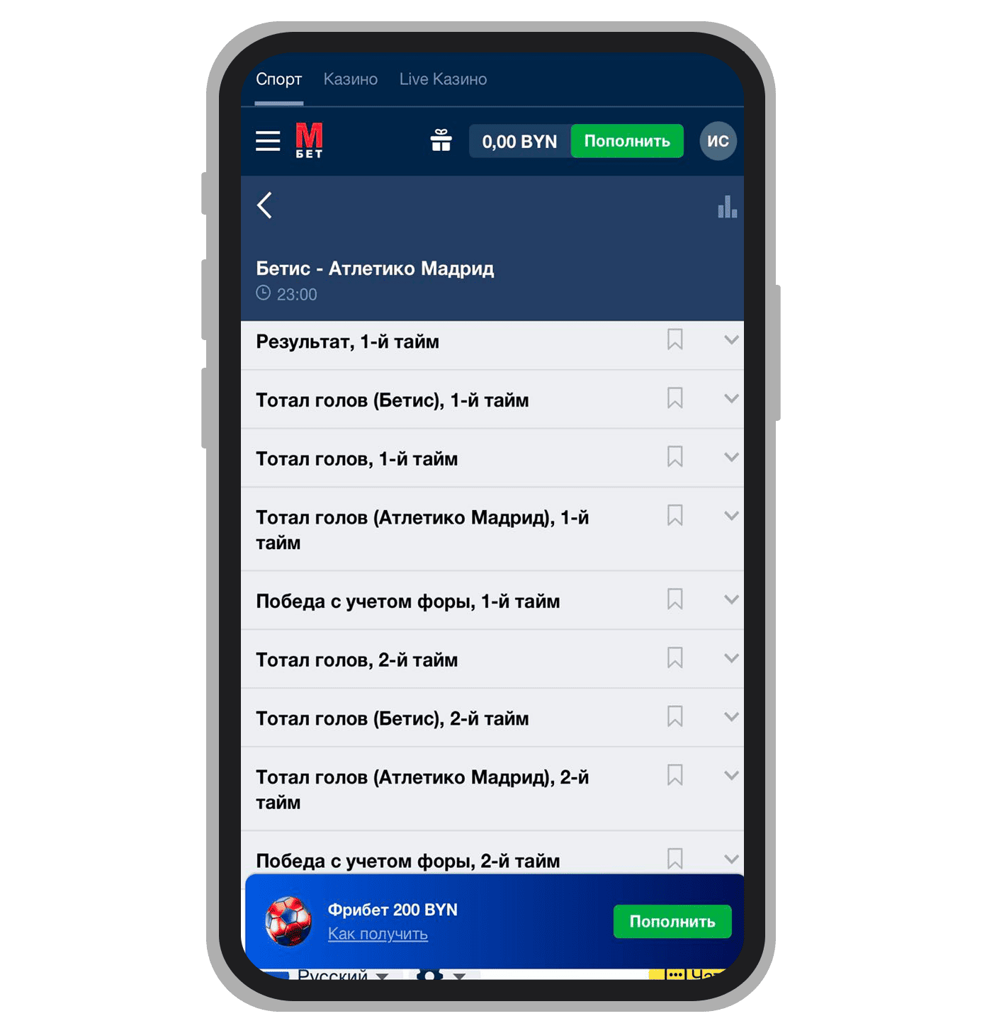 Роспись футбольного матча