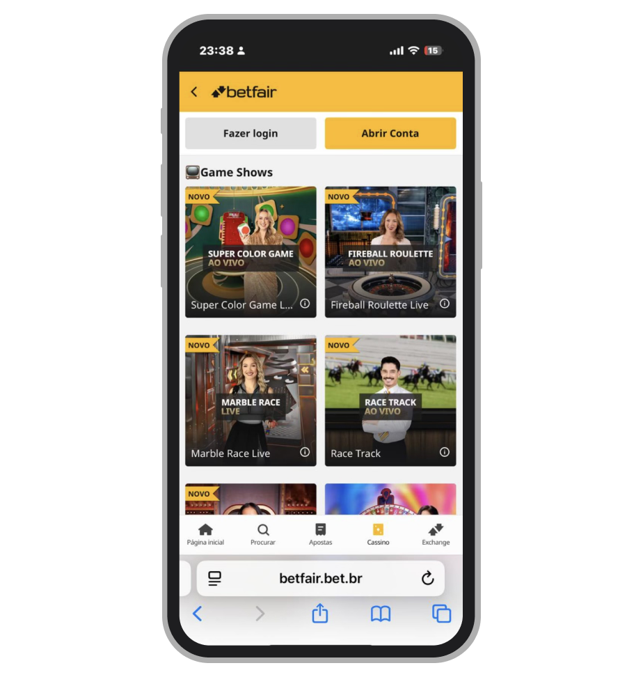 Cassino ao vivo Betfair
