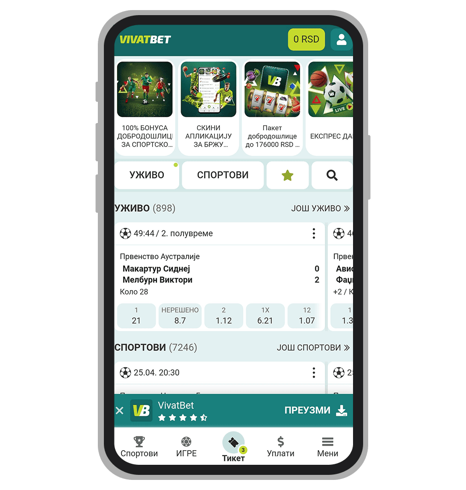 Vivatbet linkovi za download aplikacije