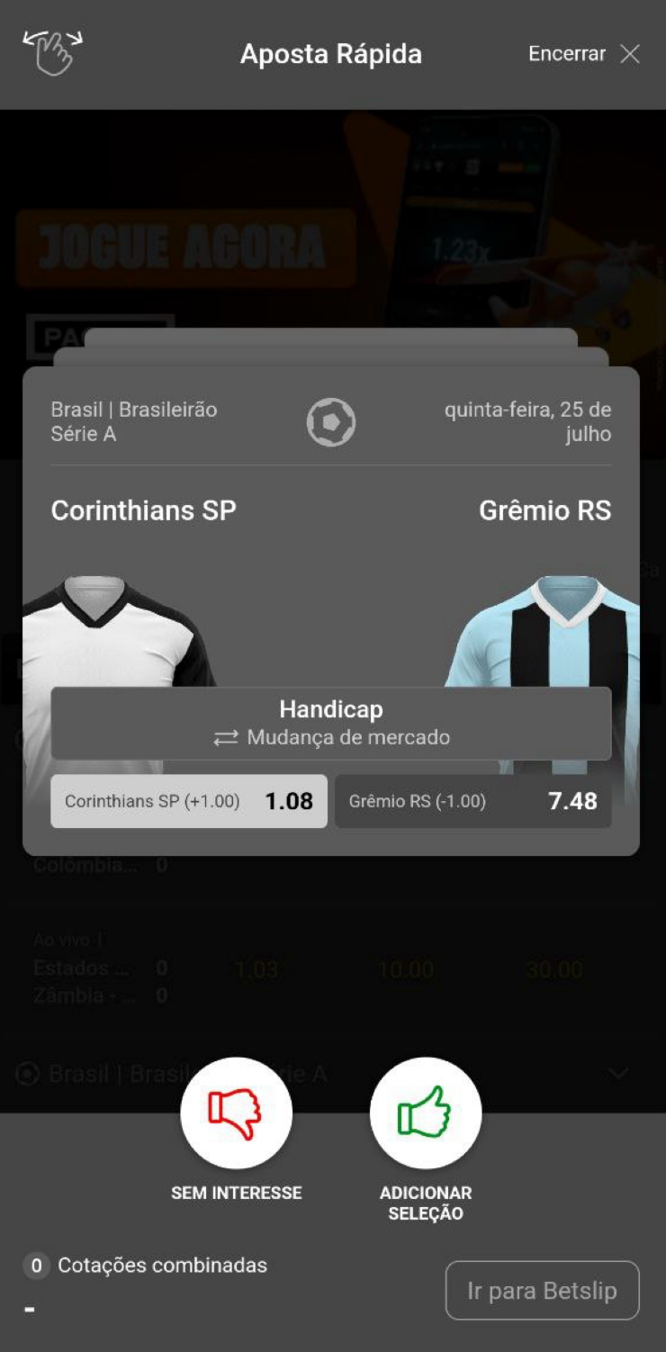 O recurso “Aposta rápida” no Pagbet app